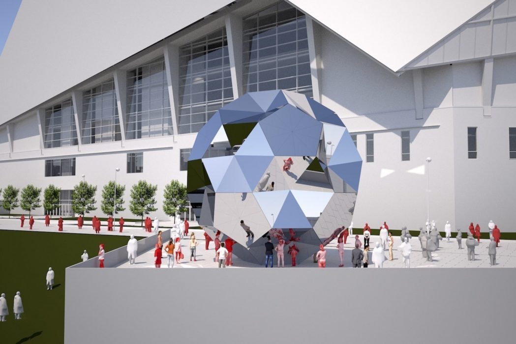 Landmarks & Legacies: Soccer ball sculpture at Mercedes-Benz Stadium is a  kick – Georgia World Congress Center Authority